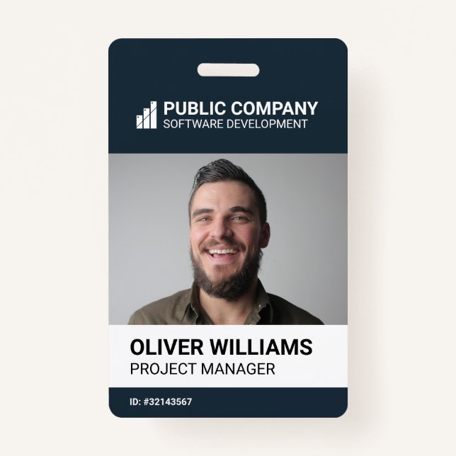 Modern Business Logo Photo Employee ID Badge (Front)