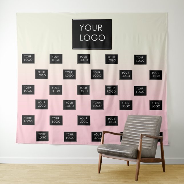 Modern Business Logo Pink Ombre Fair Backdrop  Tapestry (In Situ (Horizontal))