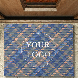 Modern Business Logo Plaid Pattern Promotional  Doormat