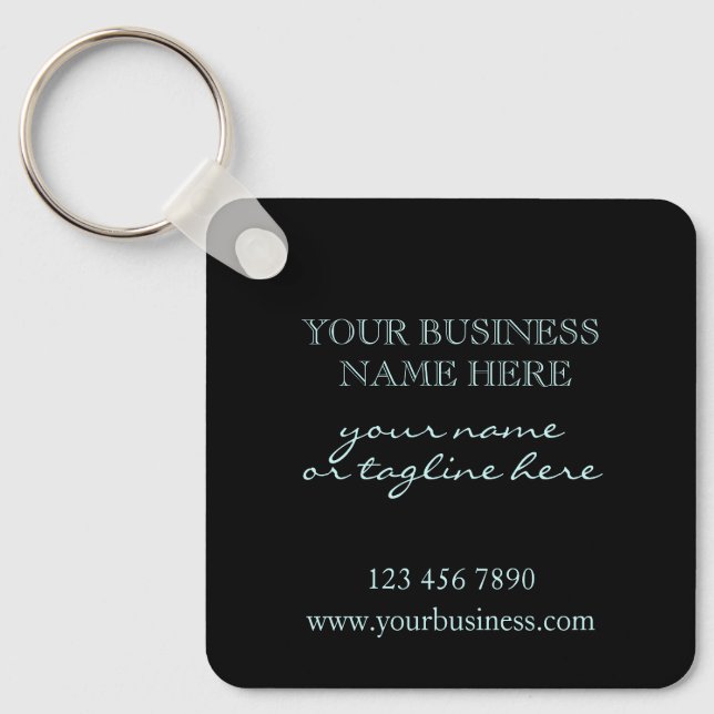 Modern Business Logo Promotional Aqua on Black    Key Ring (Front)