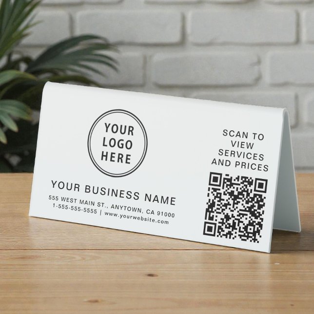 Modern Business Logo QR Code (Modern Business Logo QR Code Table Tent Sign)