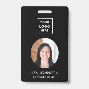 Modern Business Logo QR Code Black Staff Badge ID Badge