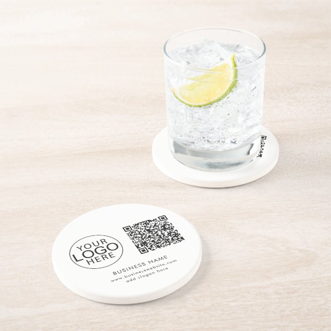 Modern Business Logo QR Code Corporate Events Coaster (Side)