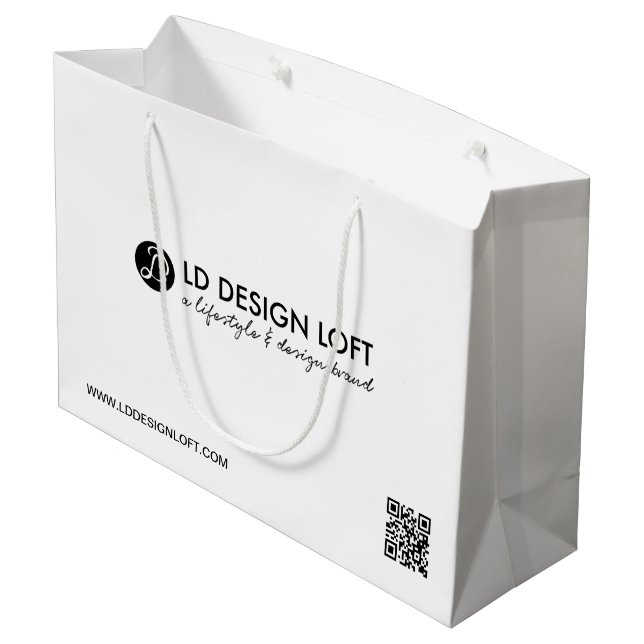 Modern Business logo QR code Custom template Large Gift Bag (Back Angled)