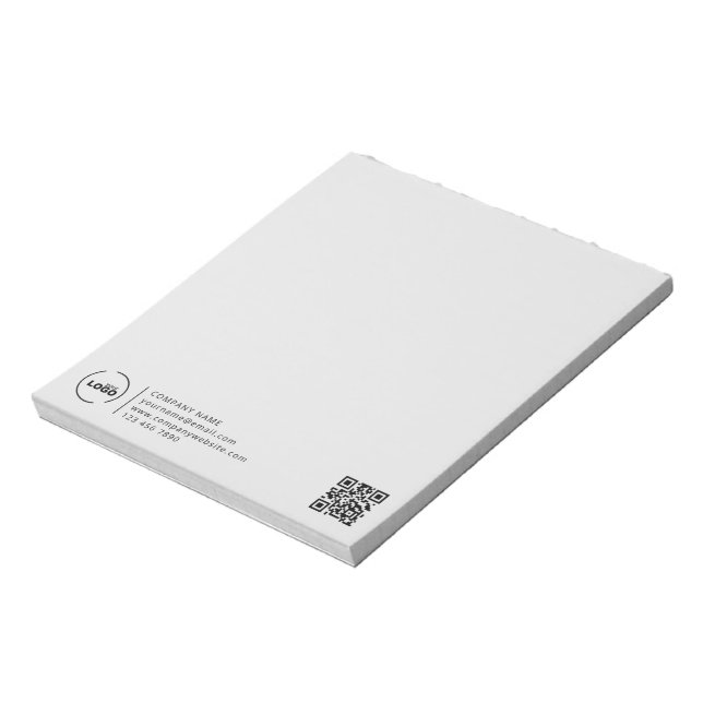 Modern Business Logo QR Code Light Grey Notepad (Rotated)