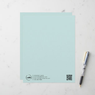 Modern Business Logo QR Code Light Turquoise Custom Letterhead