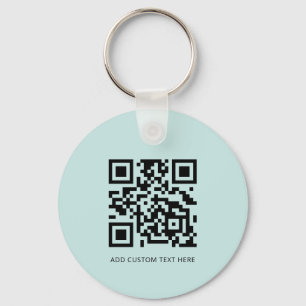 Modern Business Logo QR Code Light Turquoise Key Ring
