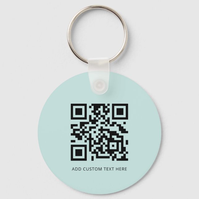 Modern Business Logo QR Code Light Turquoise Key Ring (Back)