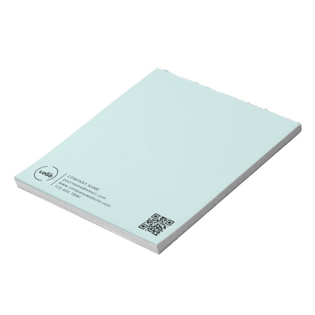 Modern Business Logo QR Code Light Turquoise Notepad (Rotated)