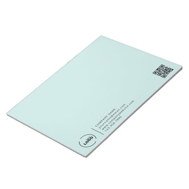 Modern Business Logo QR Code Light Turquoise Notepad (Angled)