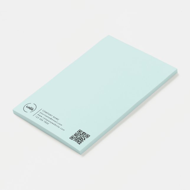 Modern Business Logo QR Code Light Turquoise Post-it Notes (Angled)