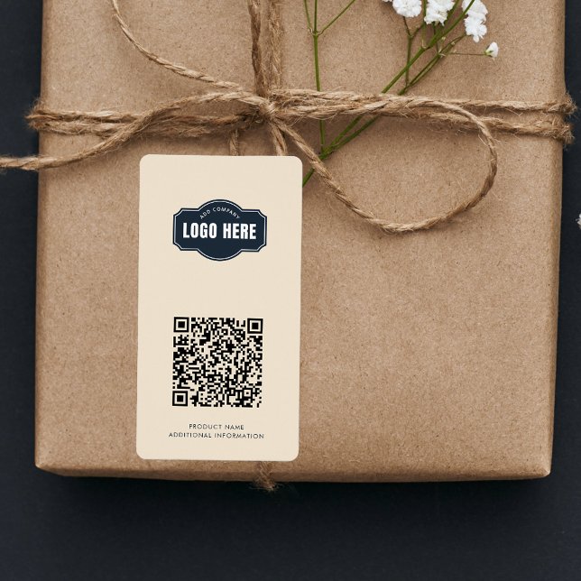 Modern Business Logo QR Code Minimalist Product ID (Business Logo QR Code Minimal Product Label ID)