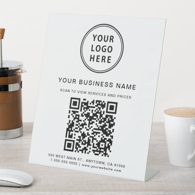 Modern Business Logo QR Code Pedestal Sign (In SItu)
