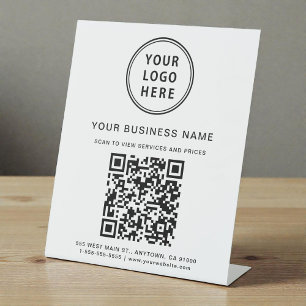 Modern Business Logo QR Code Pedestal Sign