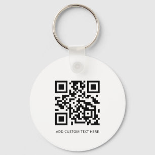 Modern Business Logo QR Code White Key Ring