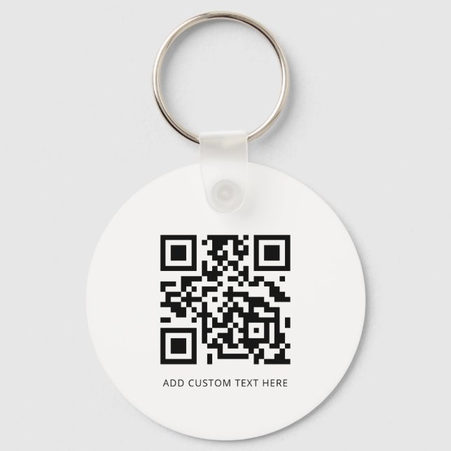 Modern Business Logo QR Code White Key Ring (Back)
