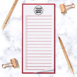 Modern Business Logo Red To Do List Magnetic Notepad<br><div class="desc">Impress your clients with this useful notepad by JessicaAmber! You can now keep track of all your important tasks, in one easy location. This minimalist white notebook features a red border, red checkboxes, space at the top for your business' logo. Tick off some boxes and get organised in style! Great...</div>