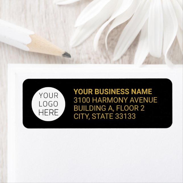 Modern Business Logo Return Address Label | Black (Insitu)