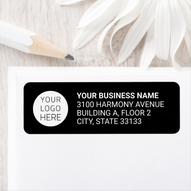 Modern Business Logo Return Address Label | Black (Insitu)