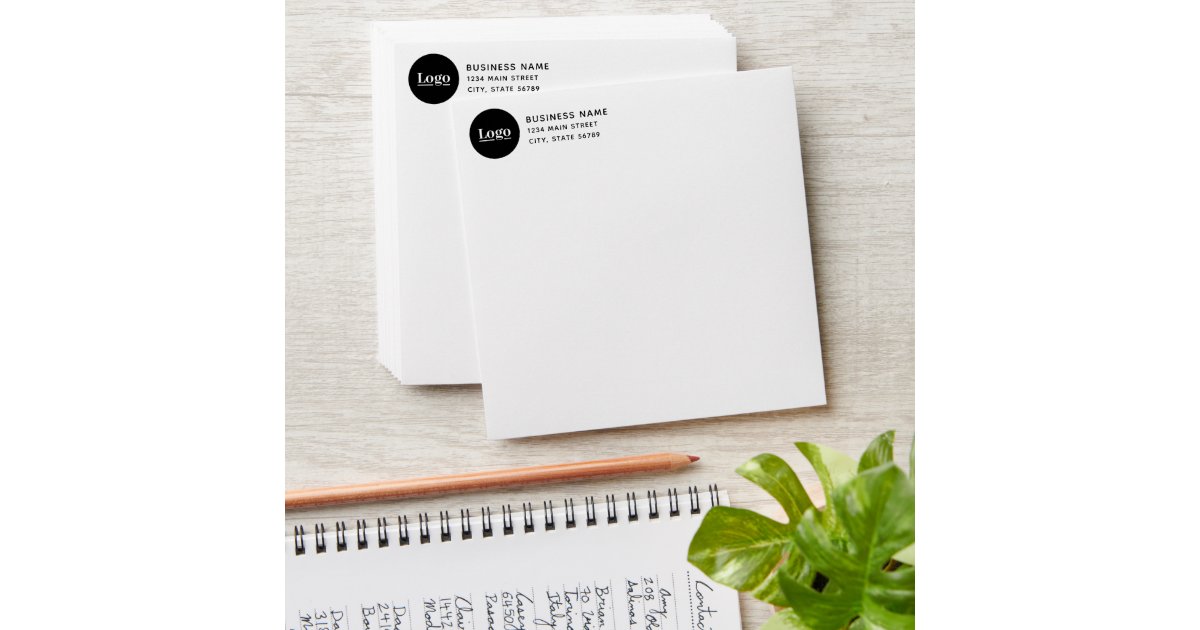 Modern Business Logo Return Address White Envelope Zazzle