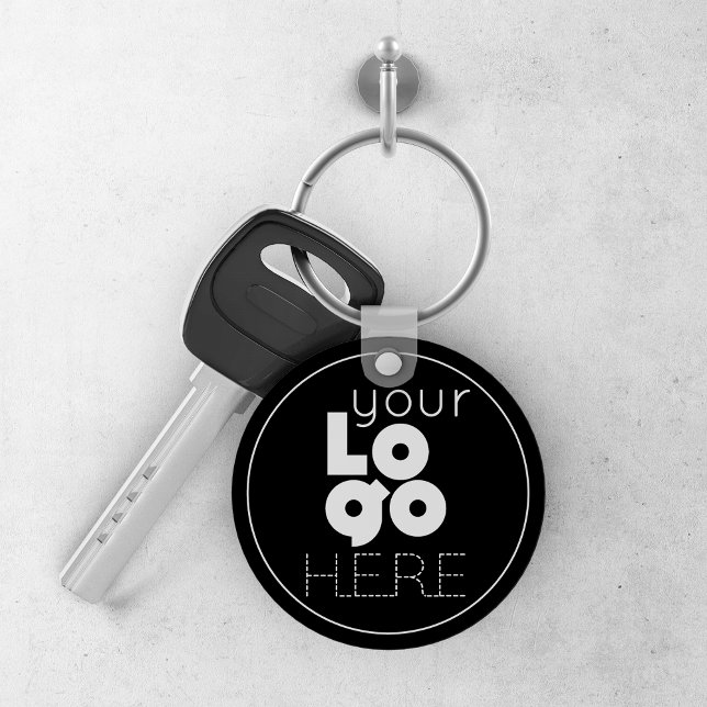 modern business logo round black aluminium keychai key ring (Creator Uploaded)