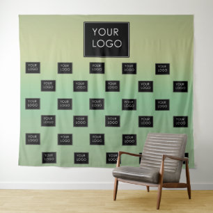 Modern Business Logo Sage Ombre Fair Backdrop  Tapestry