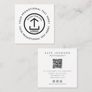 Modern Business Logo Scannable QR Code White Square Business Card