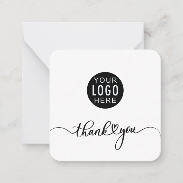 Modern  Business Logo Script Corporate Thank You Card (Front)