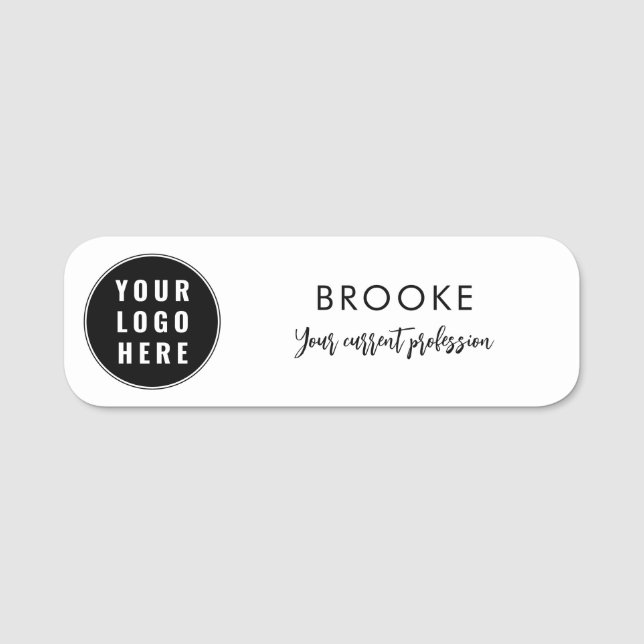 Modern Business Logo Script Professional Name Tag (Front)