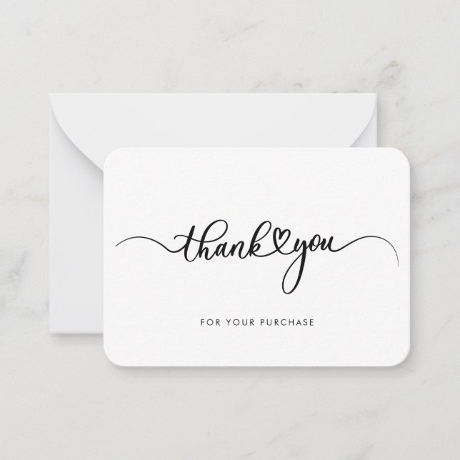 Modern Business Logo Script Thank You Card (Front)