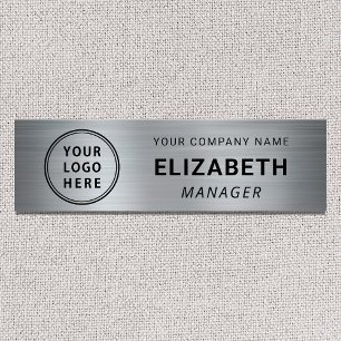 Modern Business Logo Silver Name Tag