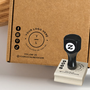 Modern Business Logo & Social Media Follow Us  Rubber Stamp