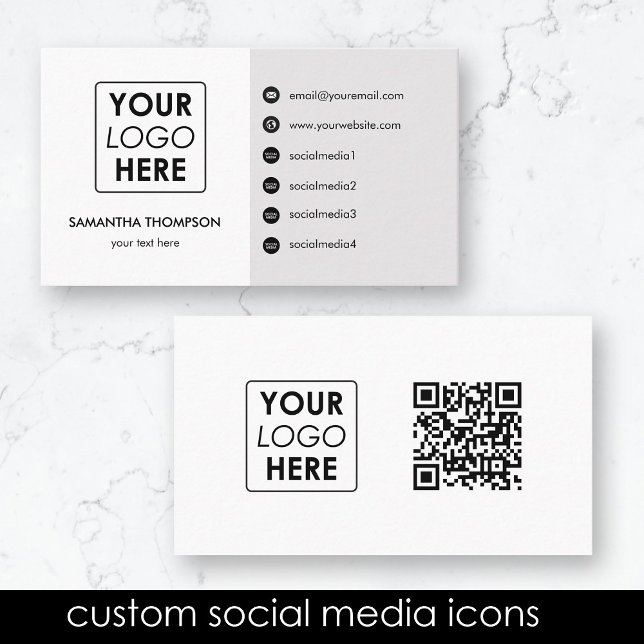 Modern Business Logo Social Media Icons QR Code Business Card (Modern Business Logo Social Media Icons QR Code Business Card)