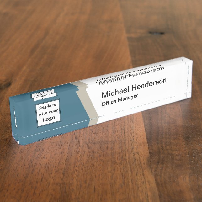 Modern Business Logo Staff Desk Name Plaques Nameplate (Side)