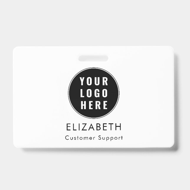 Modern Business Logo Support Team Custom ID Badge (Front)