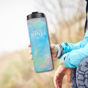 Modern Business Logo Turquioise Pink Yellow Thermal Tumbler