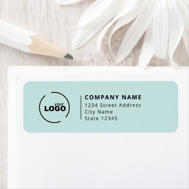 Modern Business Logo Turquoise Return Address Label (Insitu)
