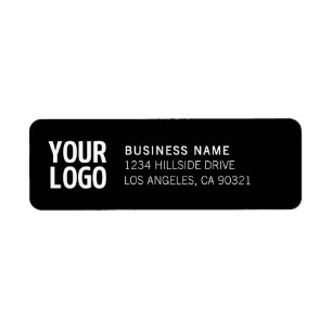 Modern Business Logo White & Black Return Address Label