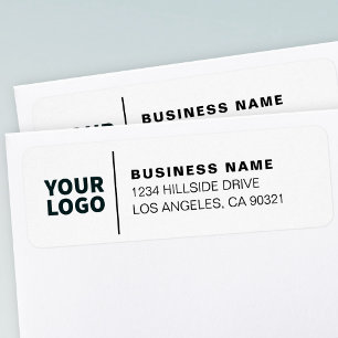 Modern Business Logo White & Black Return Address Label