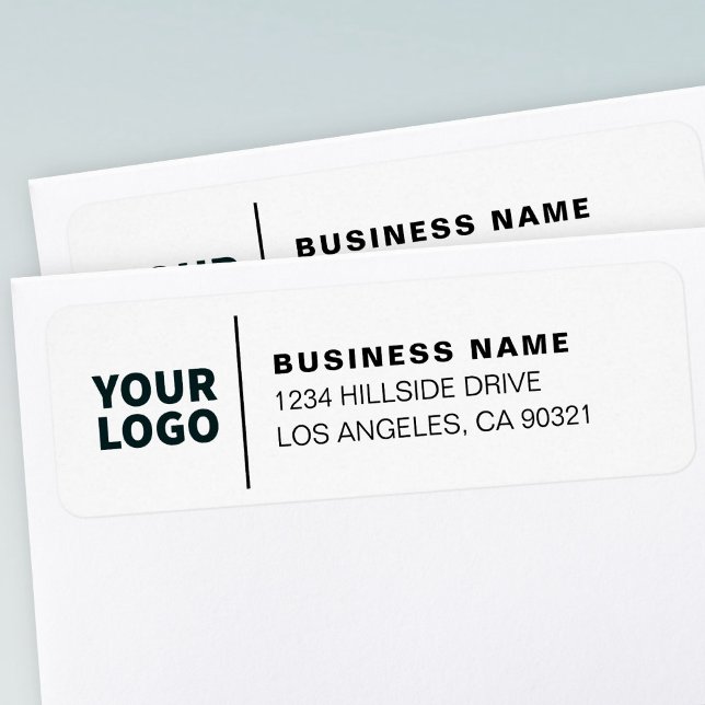 Modern Business Logo White & Black Return Address Label (Creator Uploaded)
