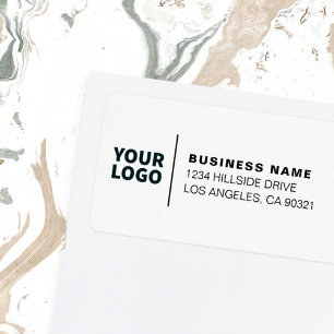 Modern Business Logo White & Black Return Address Label