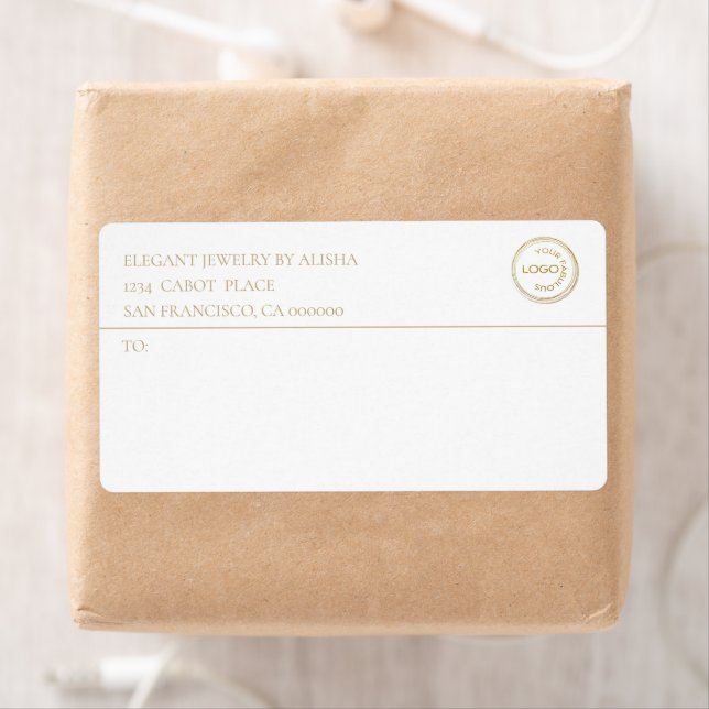 Modern Business Logo White Gold  Address Label (Insitu)