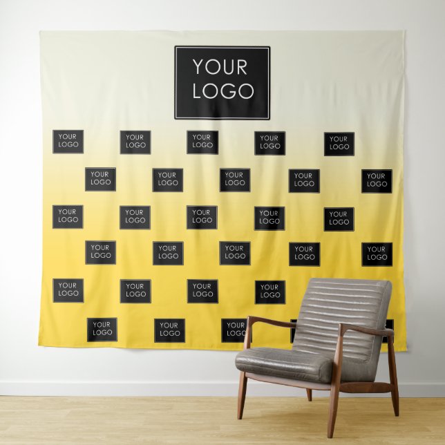 Modern Business Logo Yellow Ombre Fair Backdrop  Tapestry (In Situ (Horizontal))