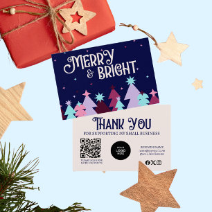 Modern Business Merry Bright Thank You Card 