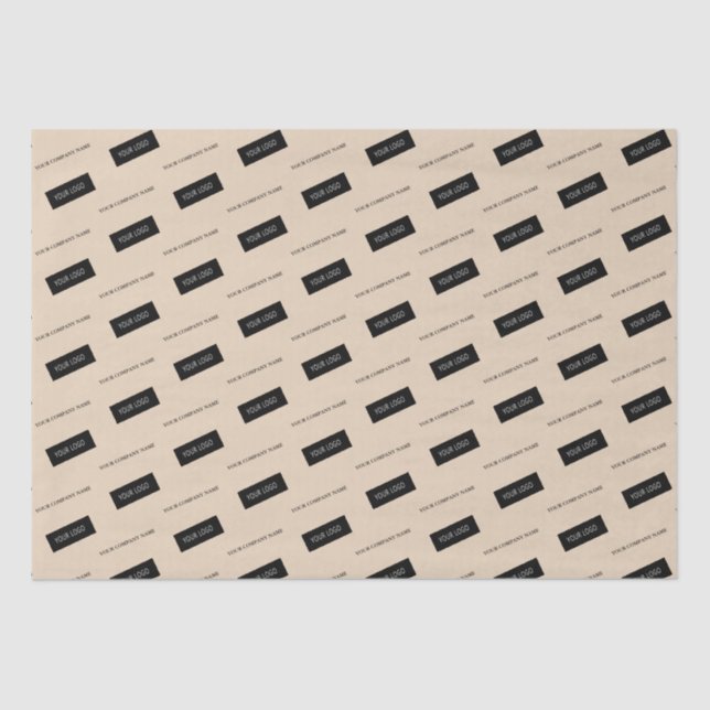 Modern Business Name Logo Packaging Beige     Tissue Paper (Front)