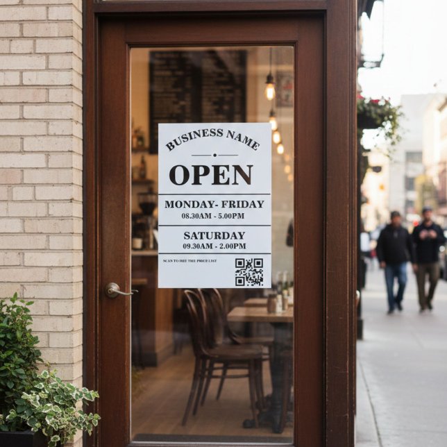 Modern Business opening hours logo and qr code Poster (Creator Uploaded)