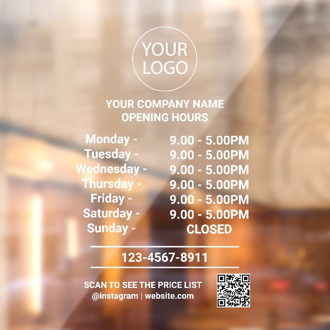 Modern Business Opening Hours Logo Qr Code    (Sheet 2)