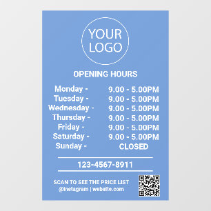 Modern Business Opening Hours Logo Qr Code Blue