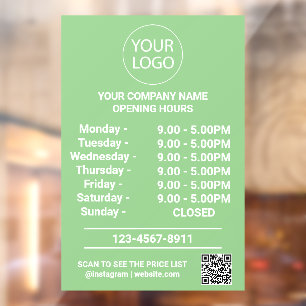 Modern Business Opening Hours Logo Qr Code Green  