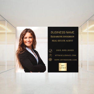 Modern Business Photo Contact Information black